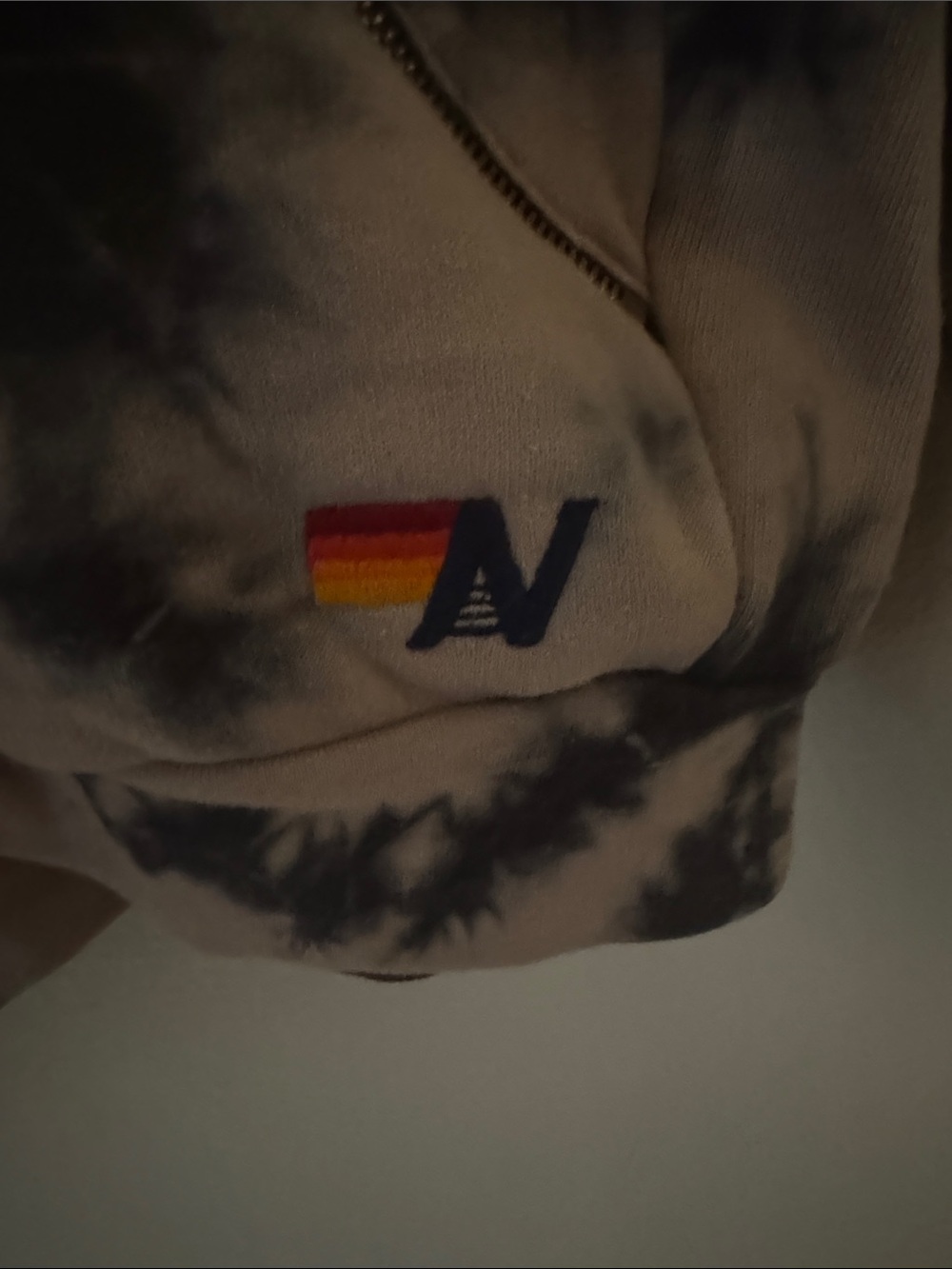 XL Aviator Nation Black and Tan Tie-Dye Zip Hoodie - Picture 3 of 5